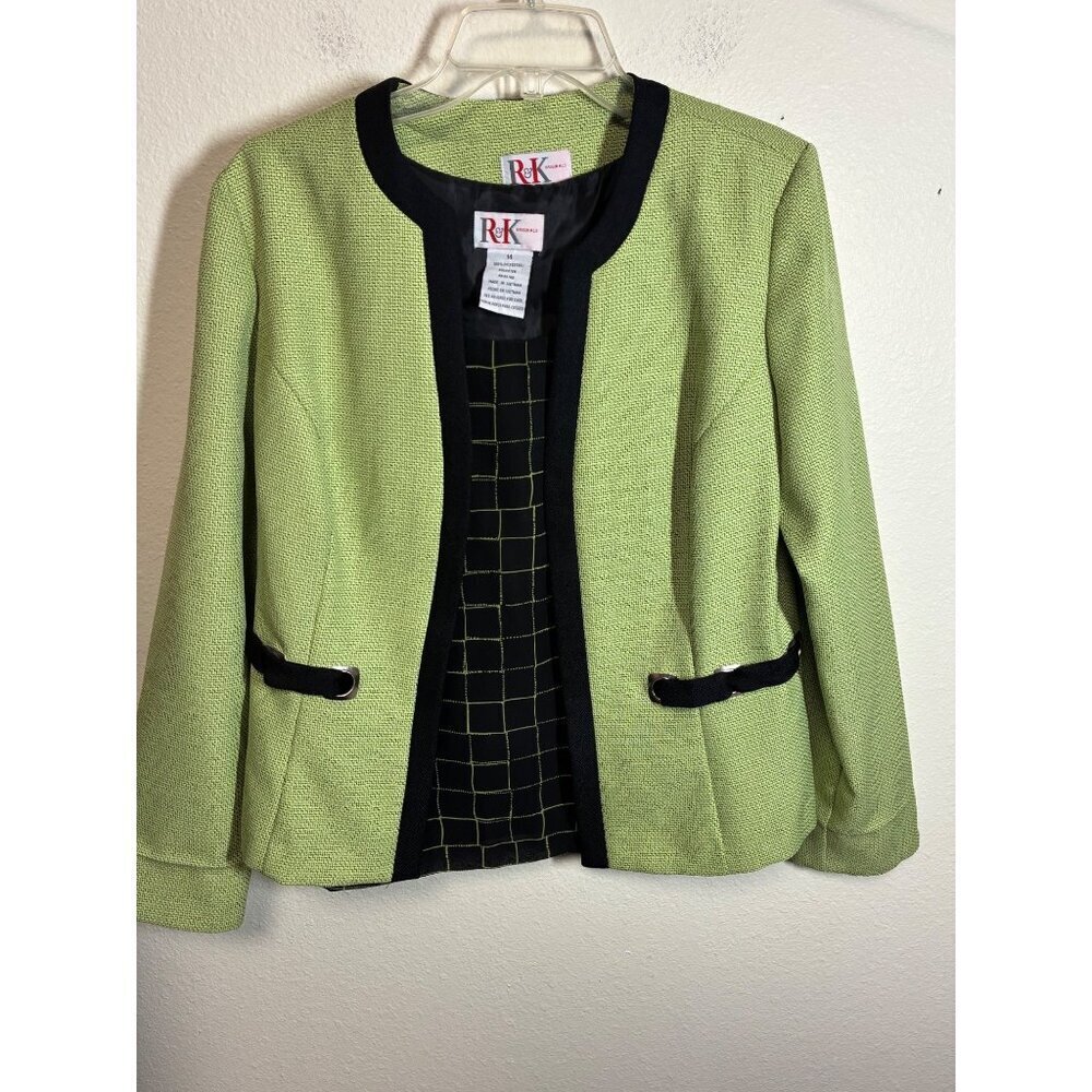 R&K Originals Blazer Blouse Set Business Casual Retro Y2K Granny Green Black XL